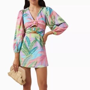 Farm Rio Beach Vibe Mini Dress in Linen-blend
